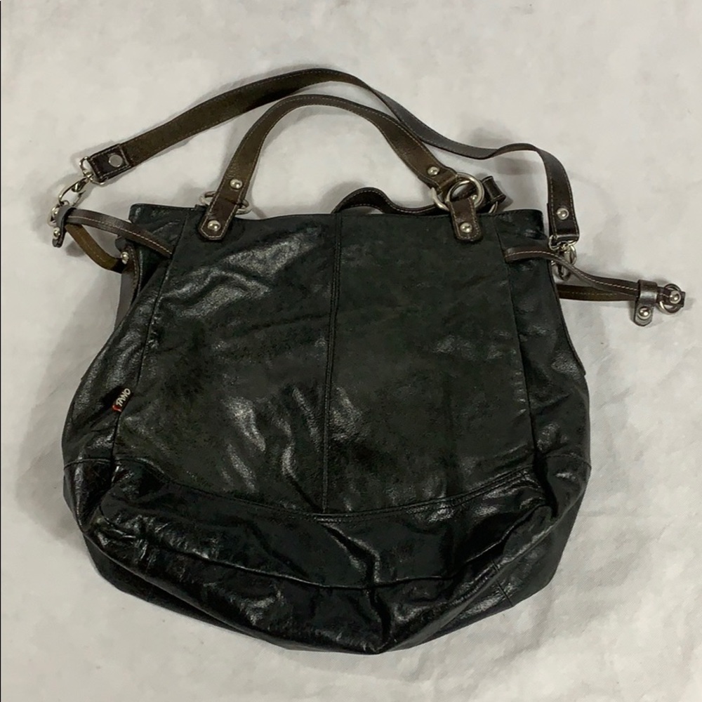 Tano Black Leather Single Strap Hobo Bag